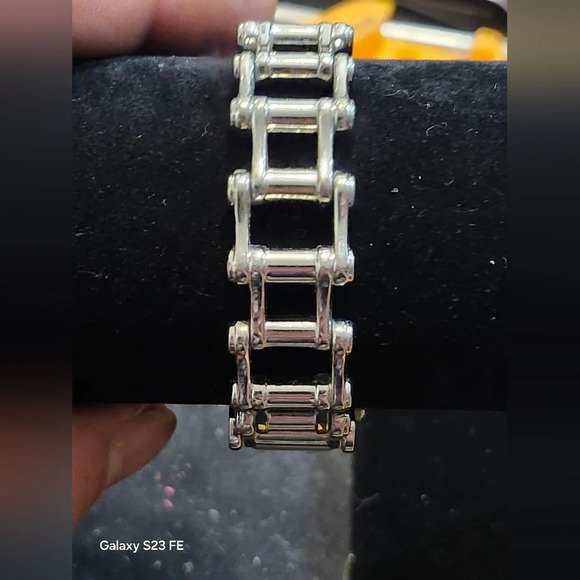 Vintage VERNIER Tank Watch Bike Chain Bracelet - Picture 6 of 8